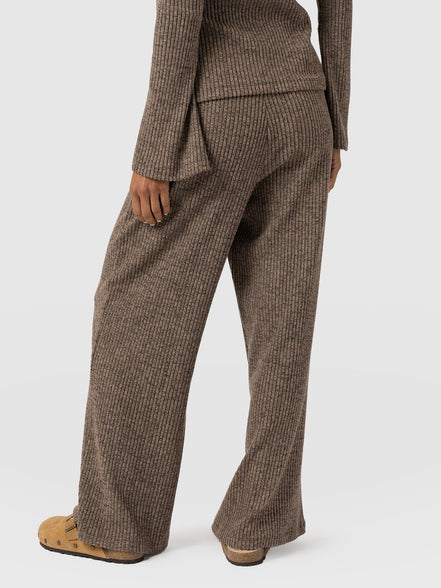 Hoxton Rib Wide Leg Pant - Beige