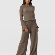 Hoxton Rib Wide Leg Pant - Beige