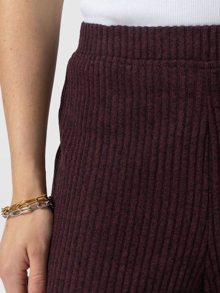 Hoxton Rib Wide Leg Pant - Burgundy