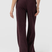 Hoxton Rib Wide Leg Pant - Burgundy
