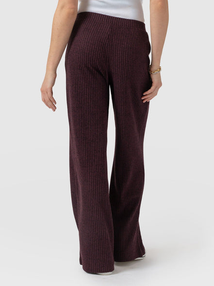 Hoxton Rib Wide Leg Pant - Burgundy