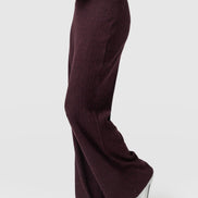 Hoxton Rib Wide Leg Pant - Burgundy