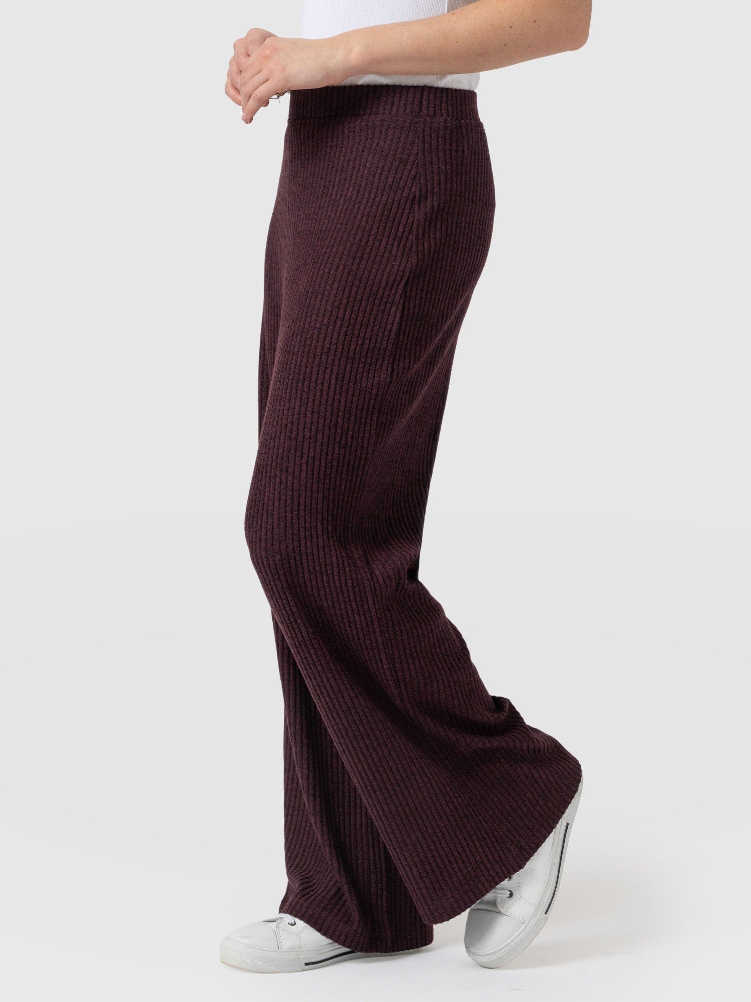Hoxton Rib Wide Leg Pant - Burgundy