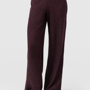 Hoxton Rib Wide Leg Pant - Burgundy