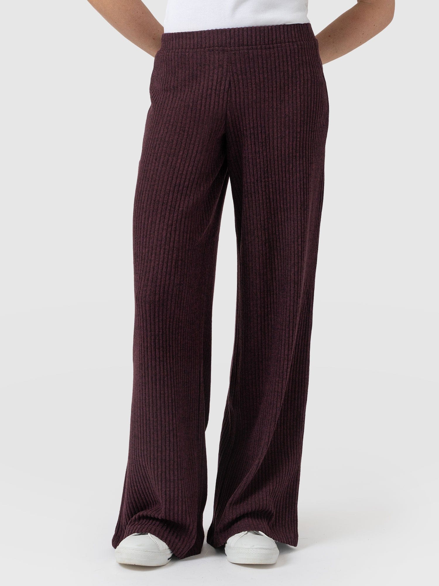 Hoxton Rib Wide Leg Pant - Burgundy
