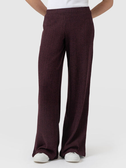 Hoxton Rib Wide Leg Pant - Burgundy