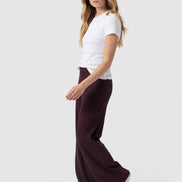 Hoxton Rib Wide Leg Pant - Burgundy