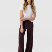 Hoxton Rib Wide Leg Pant - Burgundy