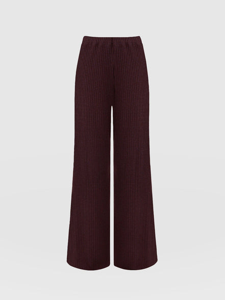 Hoxton Rib Wide Leg Pant - Burgundy