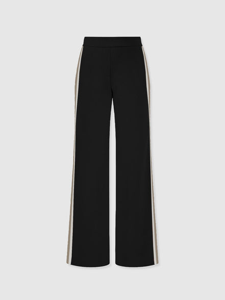 Hoxton Straight Leg Pant - Black - Cream/Beige Stripe