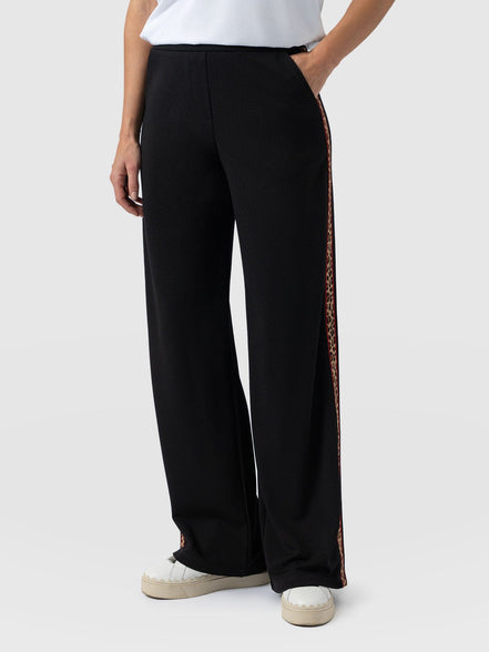 Hoxton Straight Leg Pant - Black - Leopard
