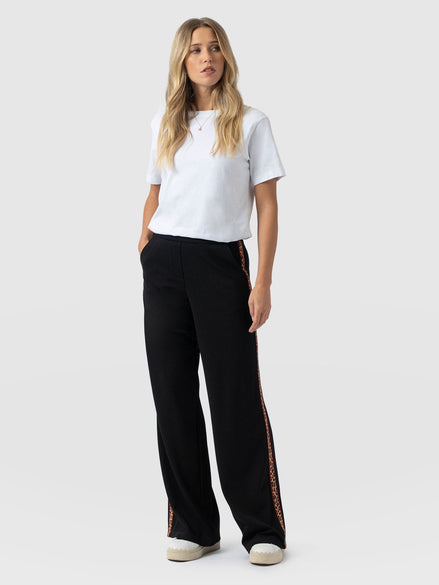 Hoxton Straight Leg Pant - Black - Leopard