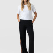 Hoxton Straight Leg Pant - Black - Leopard