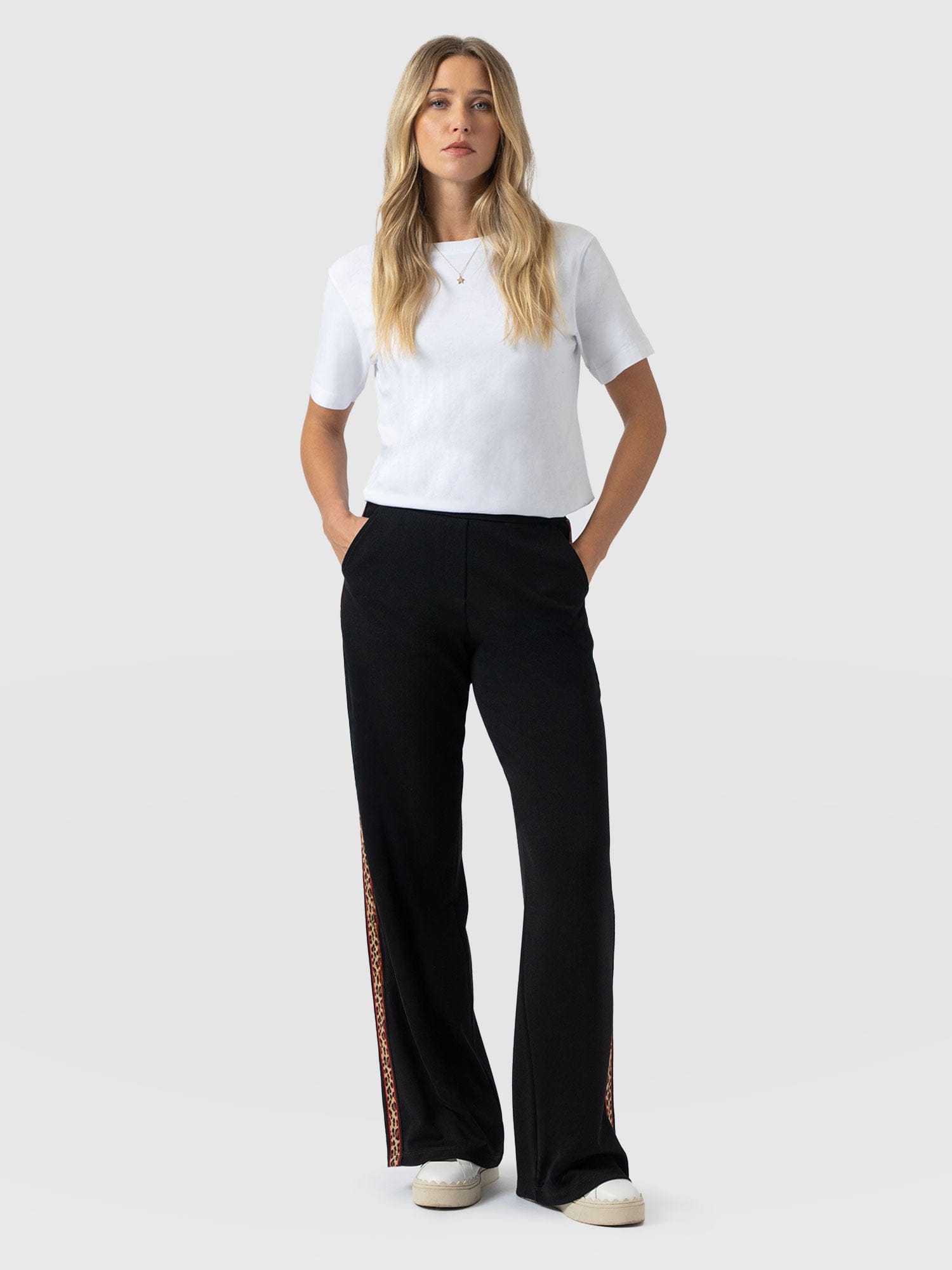Hoxton Straight Leg Pant - Black - Leopard