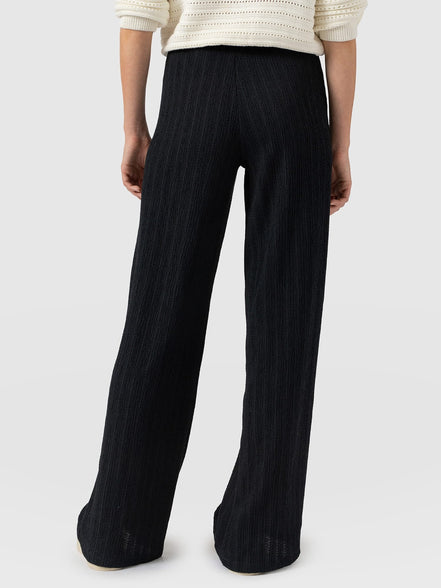 Hoxton Straight Leg Pant - Black Textured