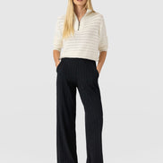 Hoxton Straight Leg Pant - Black Textured