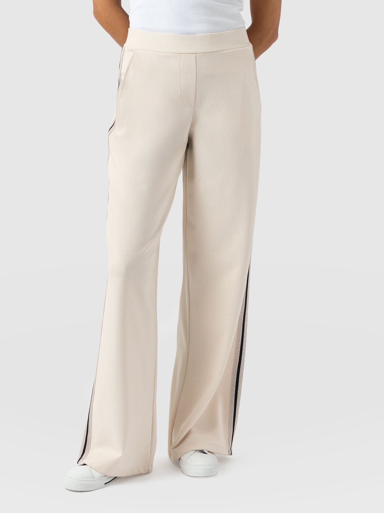 Hoxton Straight Leg Pant - Cream - Black Stripe