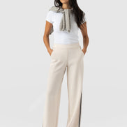 Hoxton Straight Leg Pant - Cream - Black Stripe