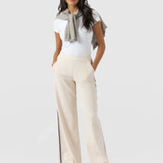 Hoxton Straight Leg Pant - Cream - Black Stripe