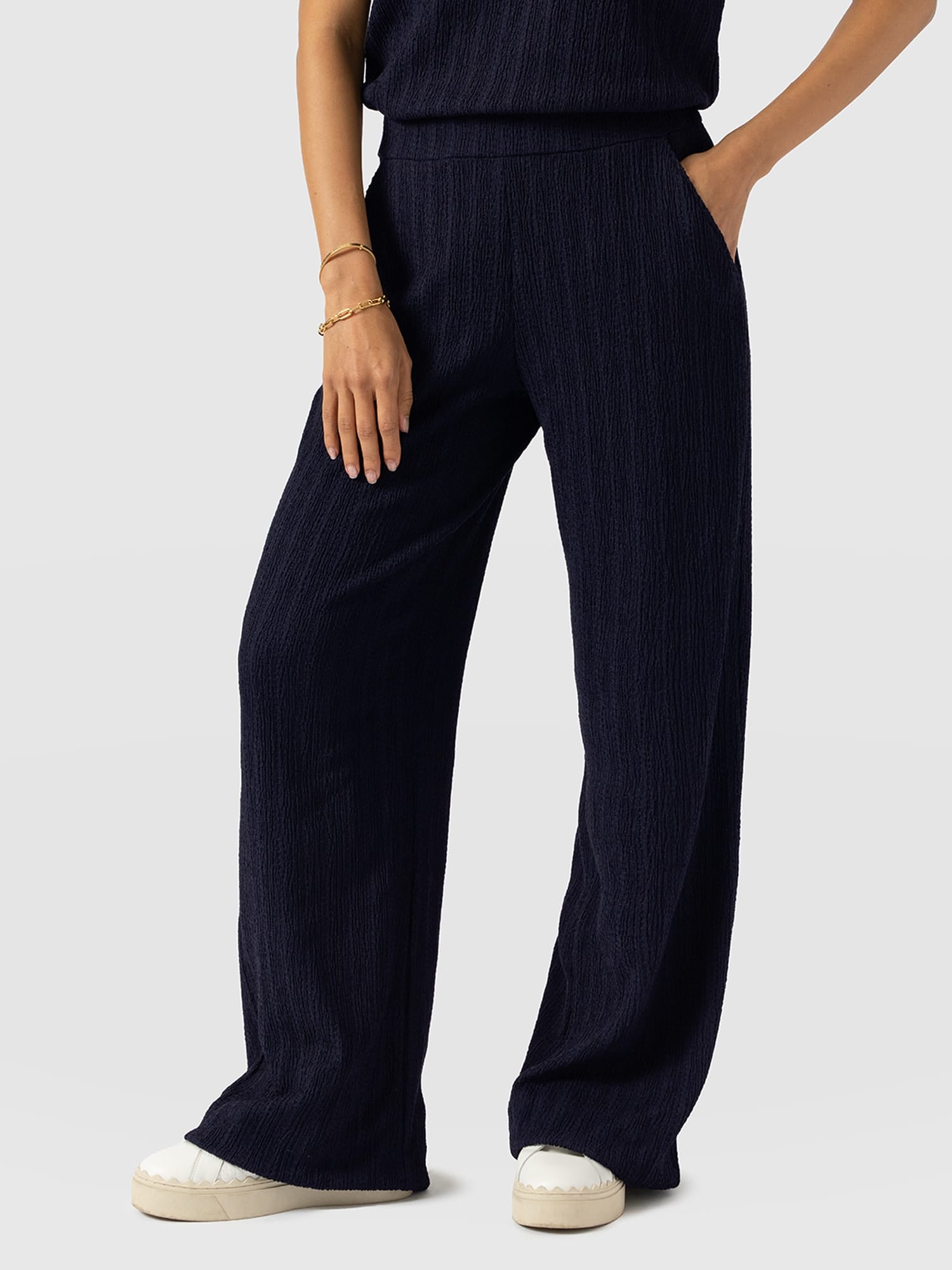 Hoxton Straight Leg Pant - Navy Textured