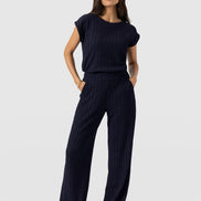 Hoxton Straight Leg Pant - Navy Textured