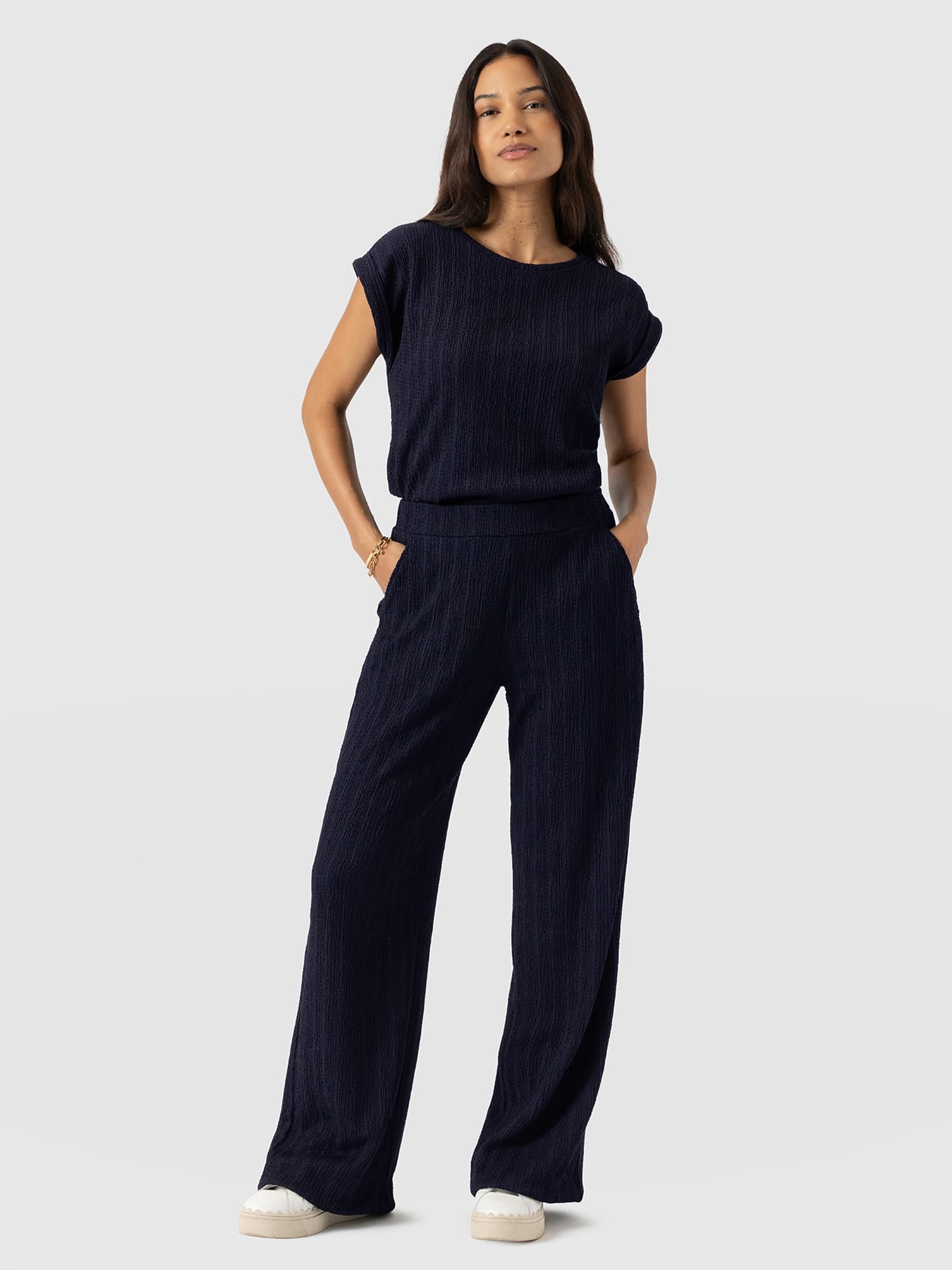 Hoxton Straight Leg Pant - Navy Textured