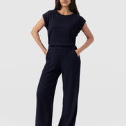 Hoxton Straight Leg Pant - Navy Textured