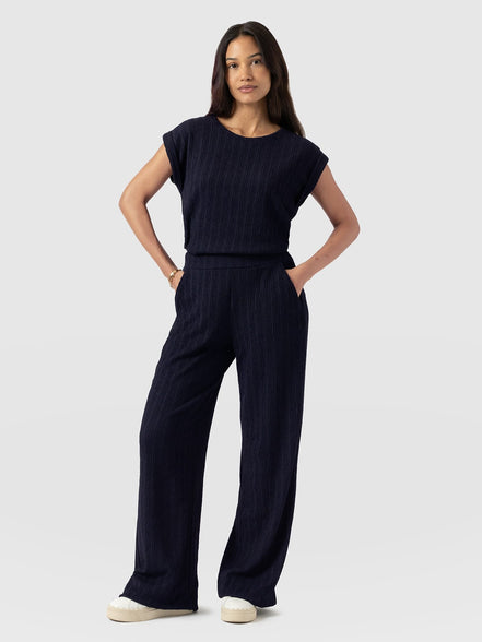 Hoxton Straight Leg Pant - Navy Textured