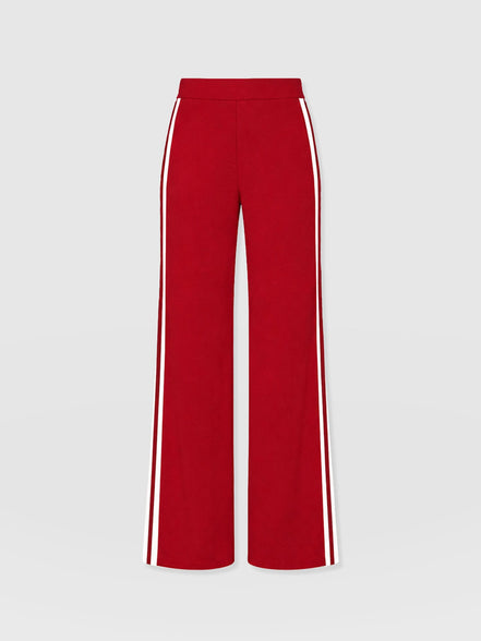 Hoxton Straight Leg Pant - Red - Brown Stripe