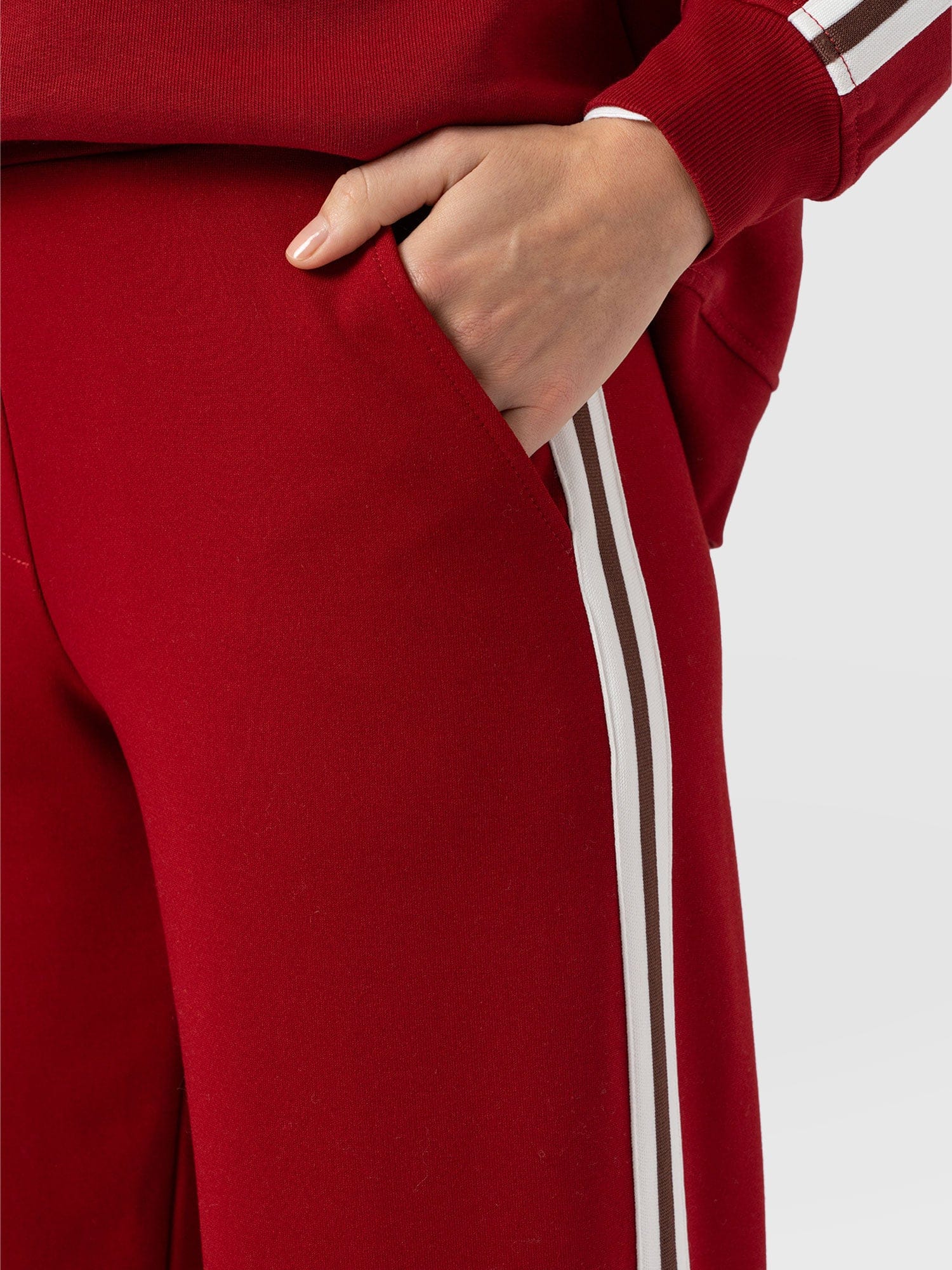 Hoxton Straight Leg Pant - Red - Brown Stripe