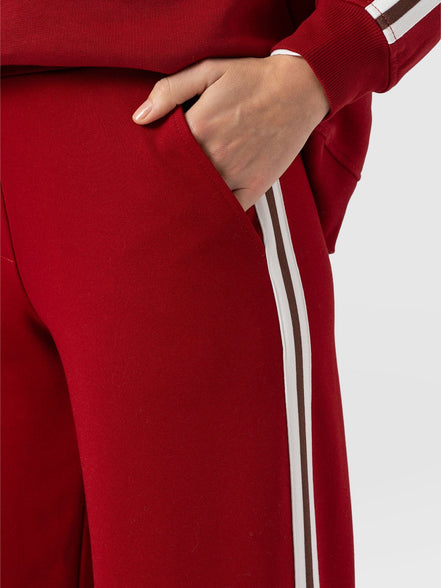 Hoxton Straight Leg Pant - Red - Brown Stripe