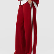 Hoxton Straight Leg Pant - Red - Brown Stripe