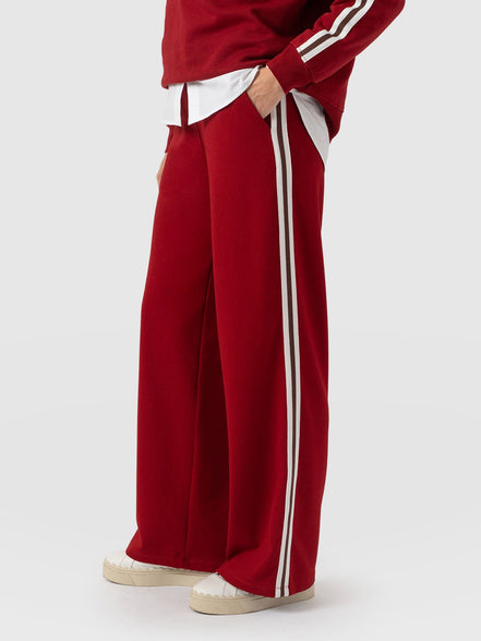 Hoxton Straight Leg Pant - Red - Brown Stripe