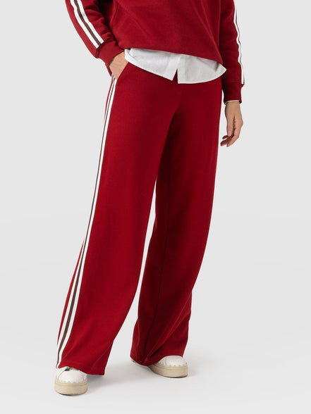 Hoxton Straight Leg Pant - Red - Brown Stripe