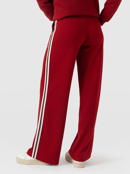 Hoxton Straight Leg Pant - Red - Brown Stripe