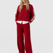 Hoxton Straight Leg Pant - Red - Brown Stripe