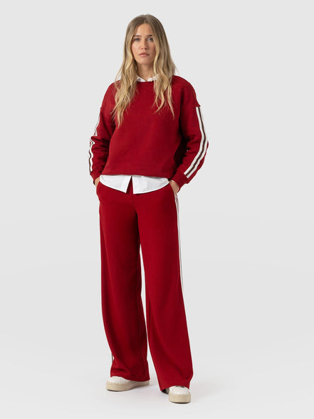 Hoxton Straight Leg Pant - Red - Brown Stripe