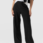 Hoxton Wide Leg Pant - Black Rib