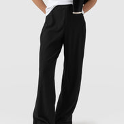 Hoxton Wide Leg Pant - Black Rib