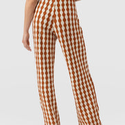 Hoxton Wide Leg Pant - Brown/Cream