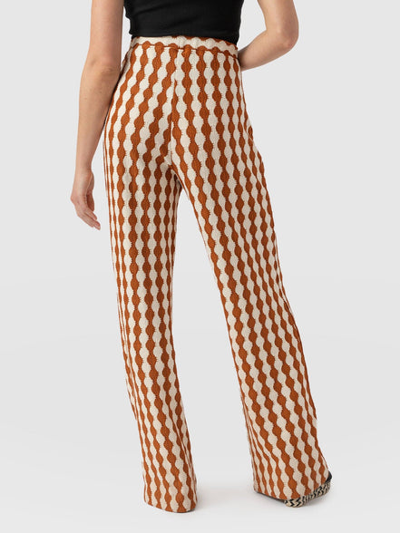 Hoxton Wide Leg Pant - Brown/Cream