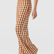 Hoxton Wide Leg Pant - Brown/Cream