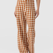 Hoxton Wide Leg Pant - Brown/Cream