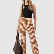 Hoxton Wide Leg Pant - Brown/Cream