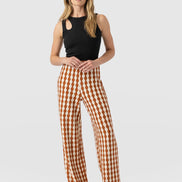 Hoxton Wide Leg Pant - Brown/Cream