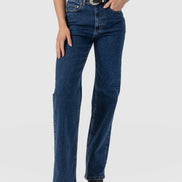 Wide Leg Jeans - Mid Blue