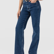Wide Leg Jeans - Mid Blue