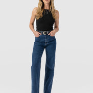 Wide Leg Jeans - Mid Blue