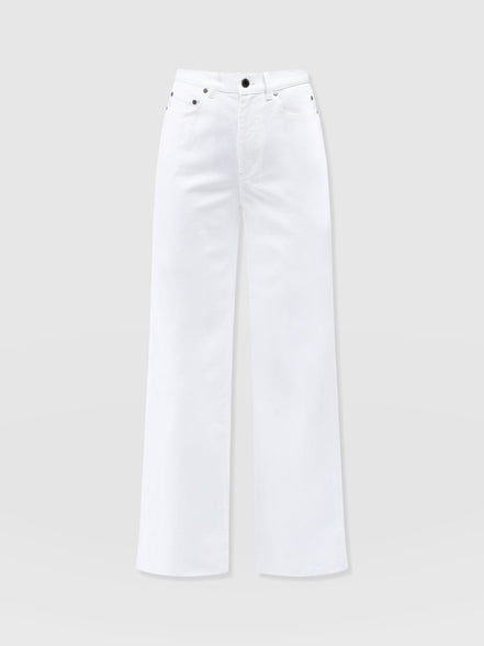Adjustable Wide Leg Jean - White