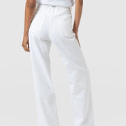 Adjustable Wide Leg Jean - White